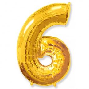 Шар гелиевый цифра 6 (40х102 см) в Рошале