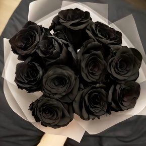 Букет "Черная королева" из 11 черных роз Эквадор (60 см) в Рошале