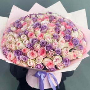 Букет из 101 розы нежный микс (40 см) в Рошале