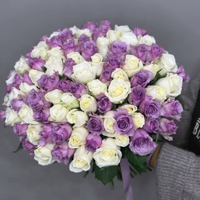 Букет "Фиолетовый микс" из 101 розы (40 см) в Рошале