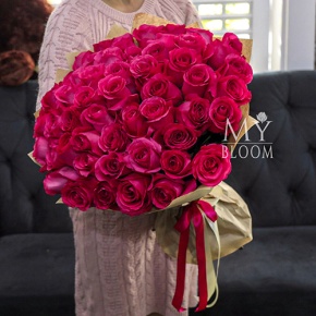 Букет 51 роза Эквадор Пинк Флоид (60 см) в Рошале