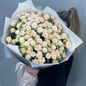 Букет из 25 кремовых кустовых роз (70 см) в Рошале