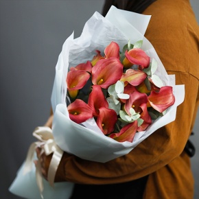 Букет из 17 нежных калл с эвкалиптом в Рошале